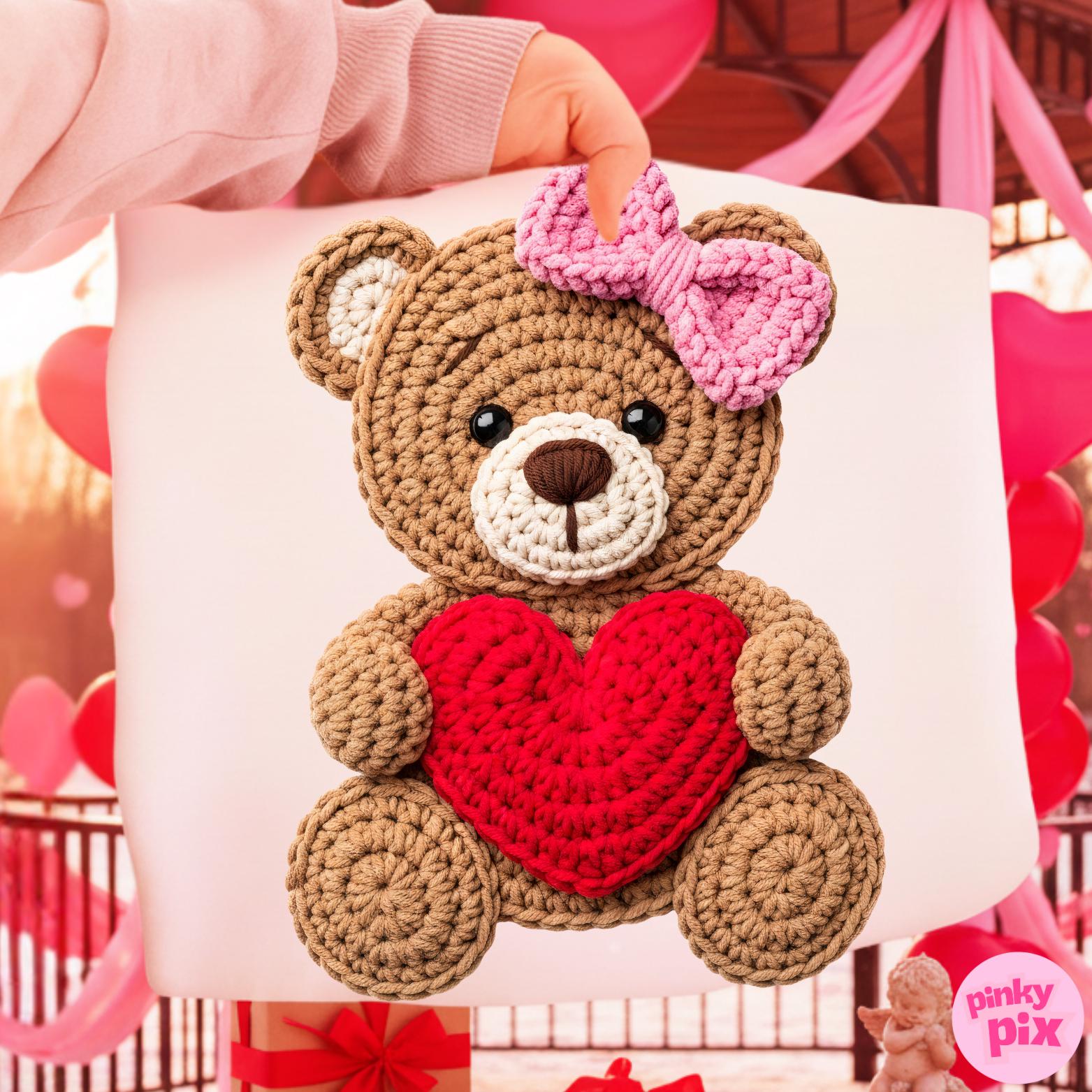 Faux Yarn Valentine PNG Bundle: Love Teddy Bow Xoxo Be Mine Sublimation ...