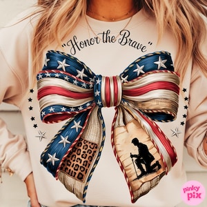 Memorial Day Bow PNG, patriottische Amerikaanse vlag clipart, veteraan sublimatie ontwerp, militaire Leopard Bow, 4 juli png voor shirt afbeelding 1