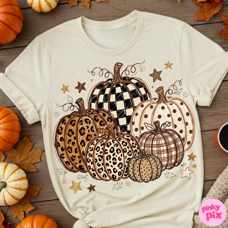 Höstpumpa PNG: Leopardmönster med prickar och trendig höstdesign bild 3