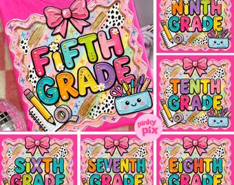 Coquette Back To School PNG Bundle: Preppy Brushstroke Teacher Designs (8 PNG)