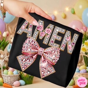 Amen Easter Png: Faux Rhinestone Floral Preppy Christian Faith Sublimation Design, Trending Digital Download image 8