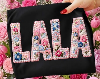Lala PNG: Floral Patchwork Pearl Mothers Day Grandma Core Sublimation Design
