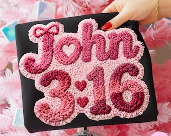 John 3:16 PNG, Faux Yarn Valentine Christian Sublimation Design, Trending Digital Download