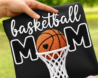 Mamá de baloncesto con hilo sintético PNG: Diseño de sublimación para el día del partido (Descarga digital)