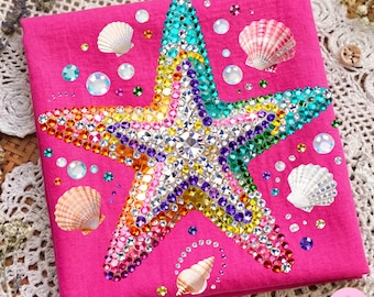Starfish PNG: Rhinestone Summer Beach Seashell Bling Sparkle Bubbles Sublimation Design, Trending Digital Download