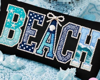 Beach Summer PNG: Preppy Coastal Patchwork Pearl Ocean Waves Seashell Sublimation Design, Digital Download