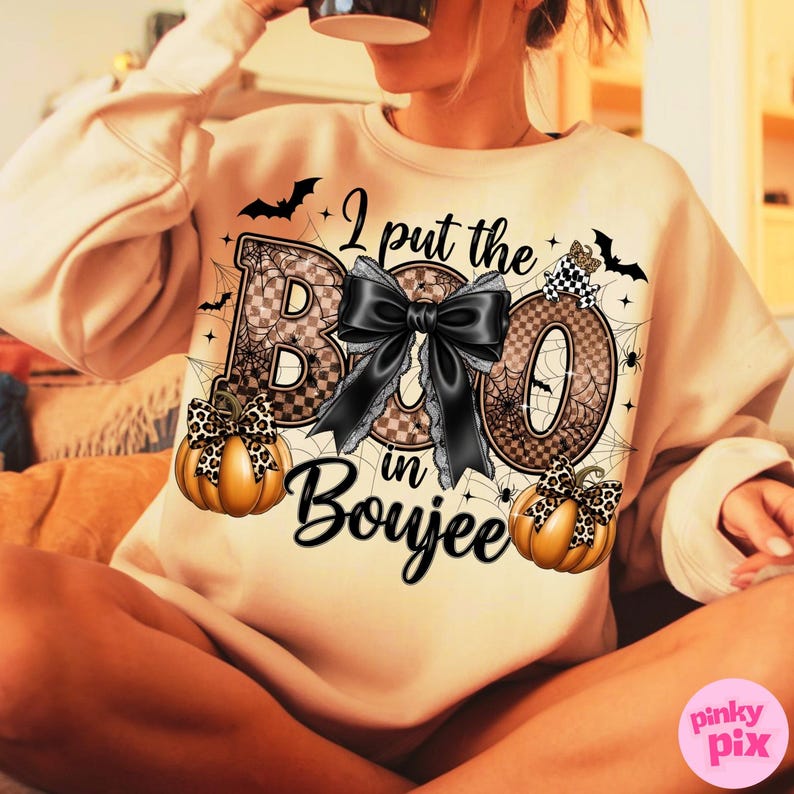 I Put The Boo in Boujee Png, Kokietka Halloween PNG, Jesień PNG, Upiorny Sezon Png, Dynia Png, Halloween Mama Png, Projekt Koszulki Sublimacyjnej zdjęcie 2