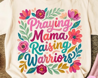 Betende Mama, die Krieger anhebt PNG: Florale christliche religiöse Mutterschafts-Sublimationsdesign, Trending Digital Download