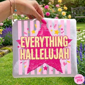 Allt Hallelujah PNG: Retro randig kristen tro Girly Star Grunge Sassy sublimering, digital nedladdning bild 7