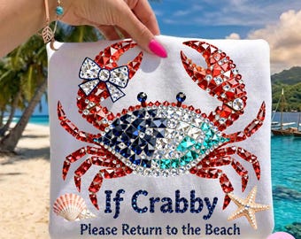 If Crabby Please Return To The Beach PNG: Rhinestone Bling Summer Beach Coastal Design