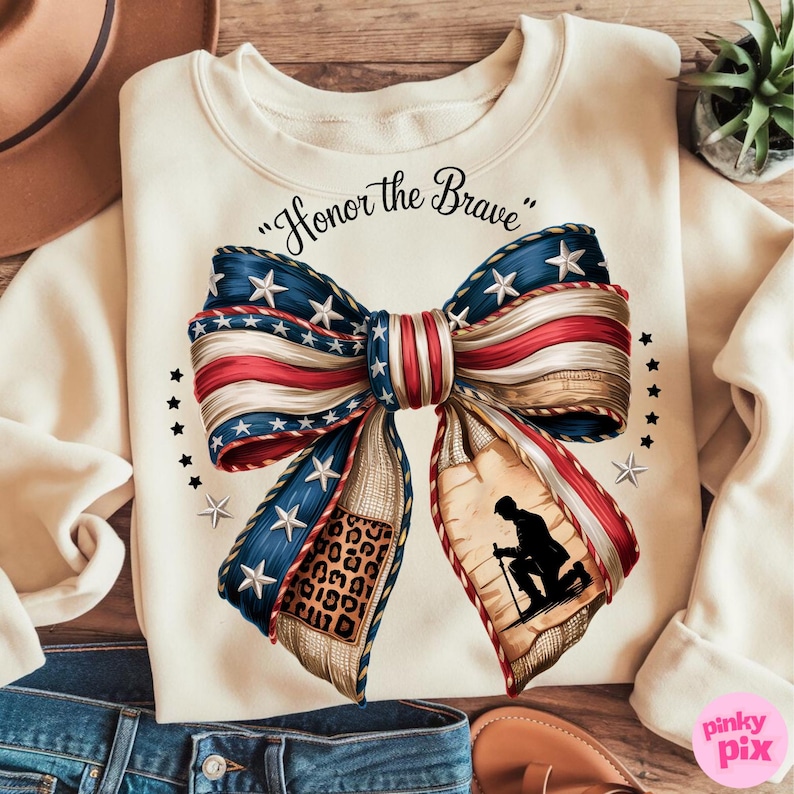 Memorial Day Bow PNG, patriottische Amerikaanse vlag clipart, veteraan sublimatie ontwerp, militaire Leopard Bow, 4 juli png voor shirt afbeelding 6