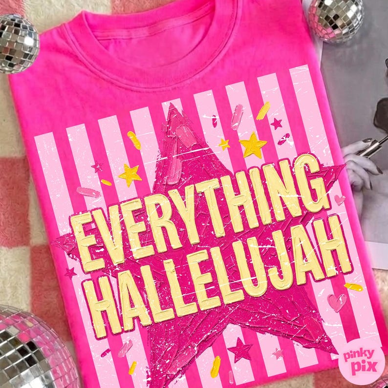 Allt Hallelujah PNG: Retro randig kristen tro Girly Star Grunge Sassy sublimering, digital nedladdning bild 4