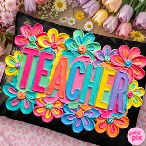 Teacher PNG Bundle: Counselor Para Sped Floral Colorful Brushstroke Occupation Designs, Digital Download image 2