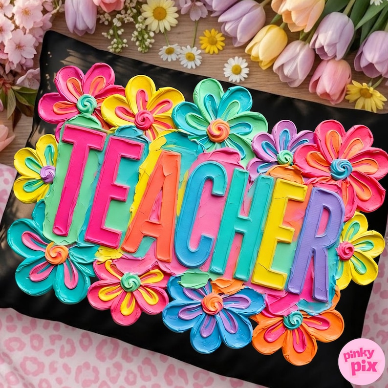 Teacher PNG Bundle: Counselor Para Sped Floral Colorful Brushstroke Occupation Designs, Digital Download image 2