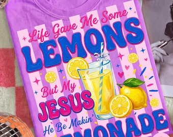 Life Gave Me Lemons PNG: Jesus Lemonade Striped Funny Christian Summer Drink Sassy Design