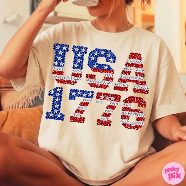 USA 1776 PNG: Strass Amerikanische Flagge Flagge DTF Design, Trending Digital Download Bild 11