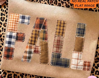 Höst PNG: Konstbroderi med lapptäcke och rutigt höstbokstäverdesign, direktnedladdning