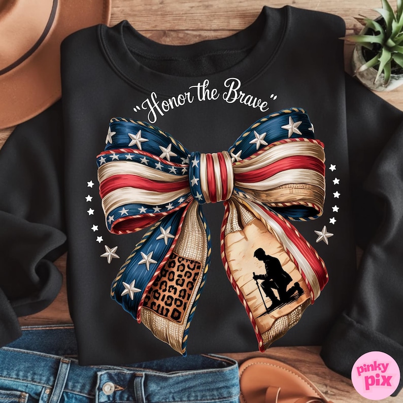 Memorial Day Bow PNG, patriottische Amerikaanse vlag clipart, veteraan sublimatie ontwerp, militaire Leopard Bow, 4 juli png voor shirt afbeelding 5