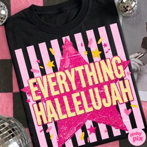 Allt Hallelujah PNG: Retro randig kristen tro Girly Star Grunge Sassy sublimering, digital nedladdning bild 10
