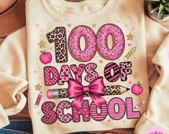 Coquette 100 Days Of School Png, Preppy Pink Bow 100 Days Of School Shirt Png, Little Miss 100 Days Smarter Png, Trendy Digital Download