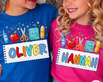 Custom Back To School PNG Bundle: Personalized Colorful Brushstroke Kids Name Shirt Design