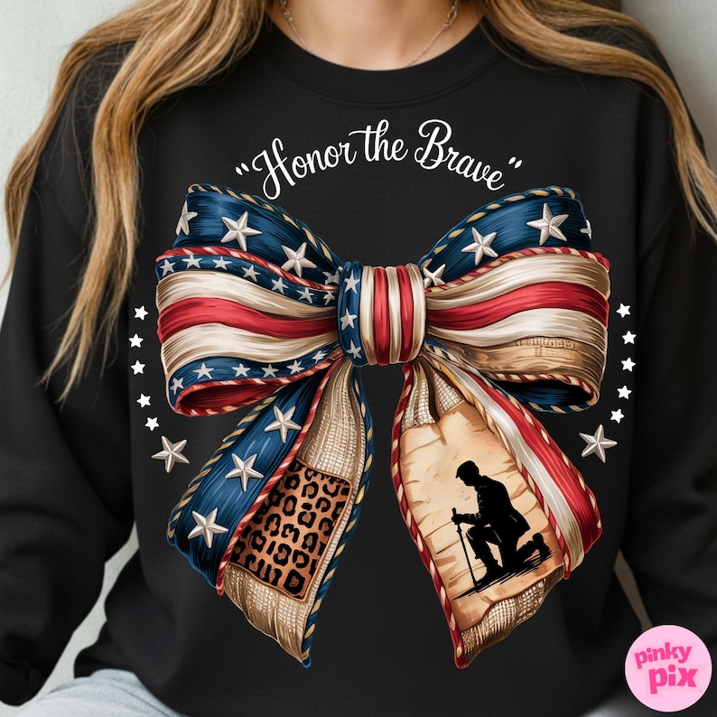 Memorial Day Bow PNG, patriottische Amerikaanse vlag clipart, veteraan sublimatie ontwerp, militaire Leopard Bow, 4 juli png voor shirt afbeelding 8
