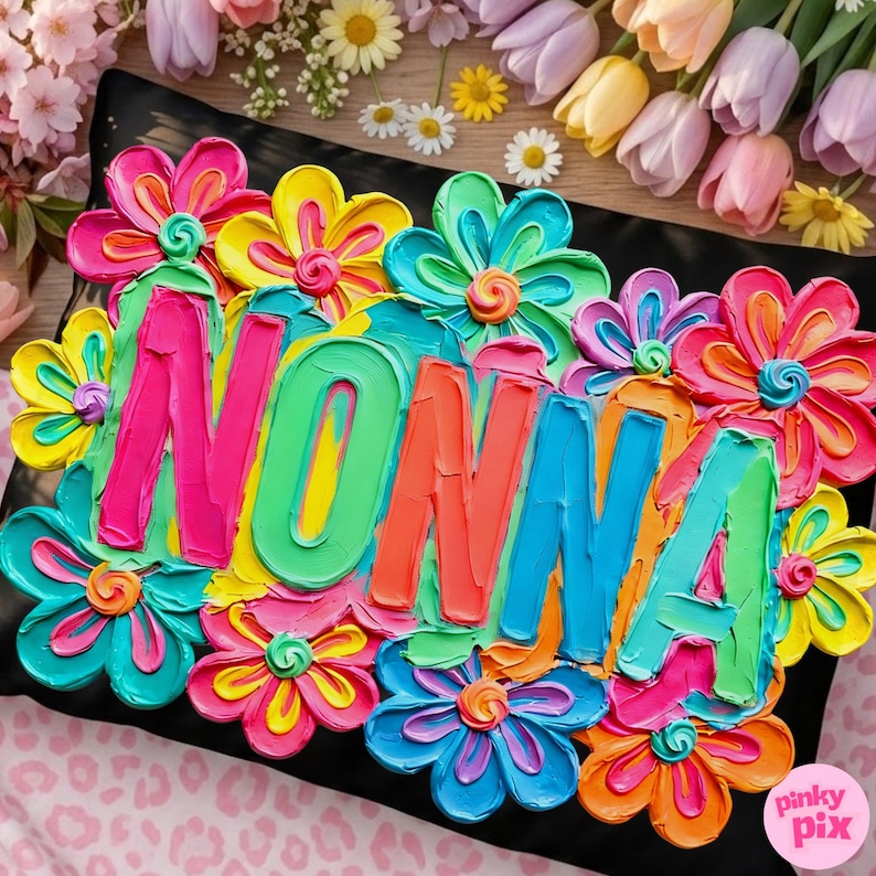 Mormor PNG-paket: Mawmaw, mormor, Lolli, Nonna Färgglad blommig penseldrag Mors dag, digital nedladdning bild 5