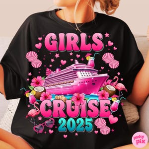 Girls Cruise 2025 Png, Pink Tropical Cruise Ship Sublimation, Bachelorette Vacation Png, Girls Trip Summer Shirt Design, Digital Download