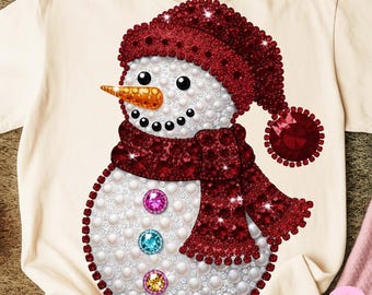 Rhinestone Snowman PNG: Christmas Sublimation Design (Digital Download)