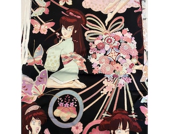Alexander Henry Fabric Miss Butterfly 2005 Manga Pinup Girls Cotton Asian