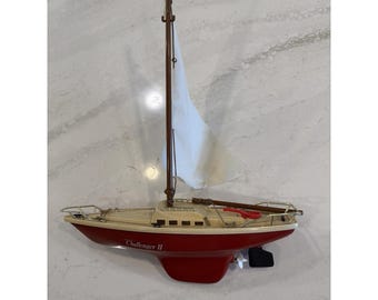 Vintage 1980s "New Bright" Battery power 12" Challenger II Sail Boat For Parts