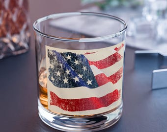 Vaso Rocks con bandera estadounidense: Artículos de bar para whisky patrióticos, 10 oz