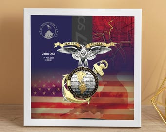 Personalized Marine Corps Marathon Medal Display Frame, Finisher Gift