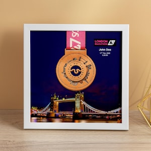 London Marathon Medal Display Frame, Marathon Gift, Running Gift, Finisher Medal Display (Landmark)