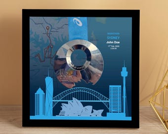 Personalized Sydney Marathon Medal Display Frame, Finisher Gift, Skyline (I)