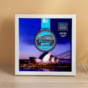 Sydney Marathon Medal Display Frame, Marathon Gift, Running Gift, Finisher Medal Display (Landmark)