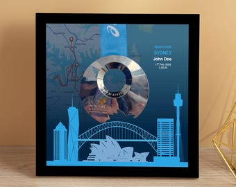 Personalized Sydney Marathon Medal Display Frame, Finisher Gift, Skyline (NA: Marathon, Half Marathon, 10K, 5K)