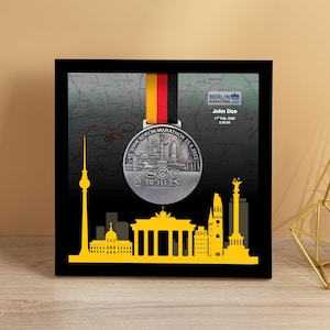 Berlin Marathon Medal Display Frame, Marathon Gift, Running Gift, Finisher Medal Display (Skyline - 2)
