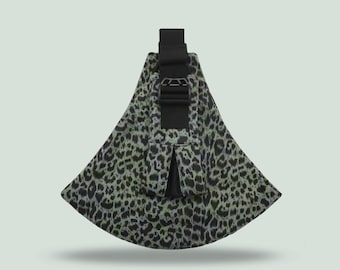 Portabebés con estampado de leopardo para niños pequeños, correa de hombro expandible