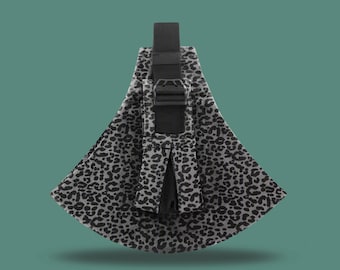 Portabebés de cadera para niños de hasta 20 kg / Correa de hombro expandible / 100 % algodón - Leopardo gris