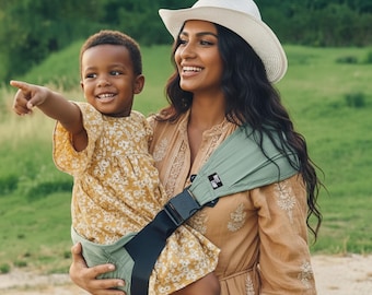 Portabebés de cadera para niños pequeños: comodidad manos libres, verde