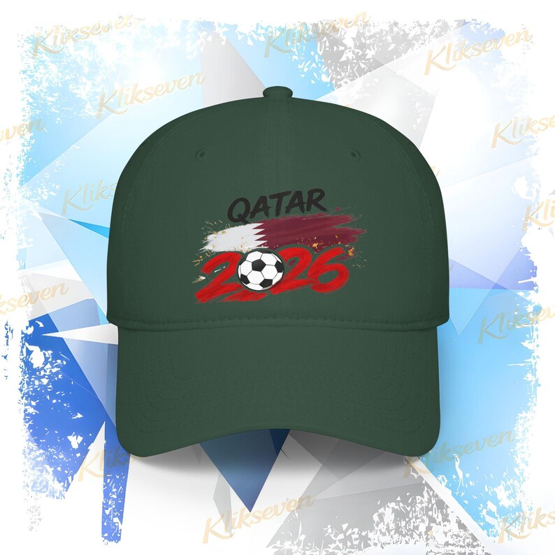 2026 Qatar Soccer Logo Cap, Soccer World Tournament Hat Dark Green