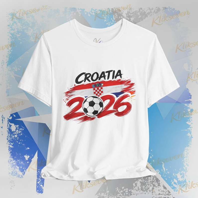 T-shirt Kroatië 2026, fan-T-shirt WK voetbal, nationale kleuren afbeelding 1