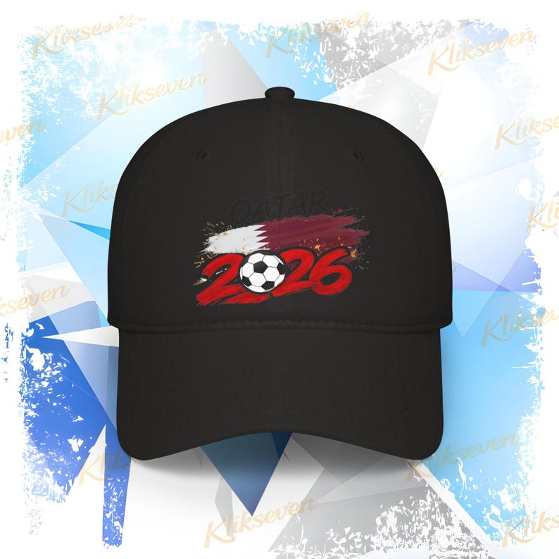 2026 Qatar Soccer Logo Cap, Soccer World Tournament Hat Black