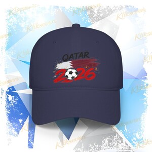 2026 Qatar Soccer Logo Cap, Soccer World Tournament Hat Dark Navy