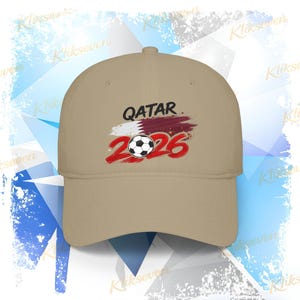 2026 Qatar Soccer Logo Cap, Soccer World Tournament Hat Khaki