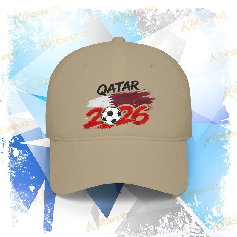 2026 Qatar Soccer Logo Cap, Soccer World Tournament Hat Khaki
