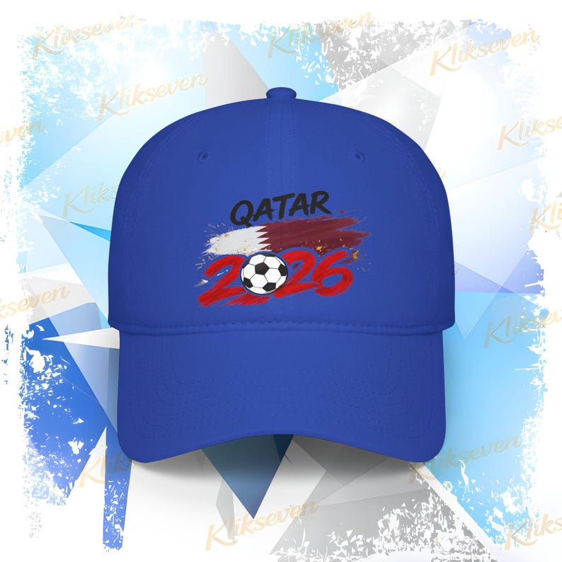 2026 Qatar Soccer Logo Cap, Soccer World Tournament Hat Royal