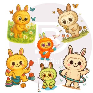 Kawaii Labubu Stickers: 80 PNG Clipart Bundle (Digital Download