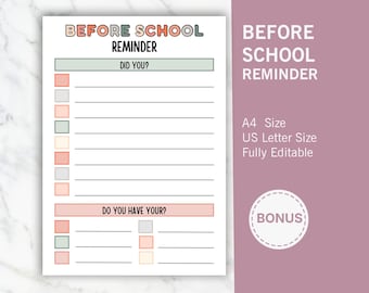Editable Kids Before School Checklist: Morning Routine Chart (Digital Download)